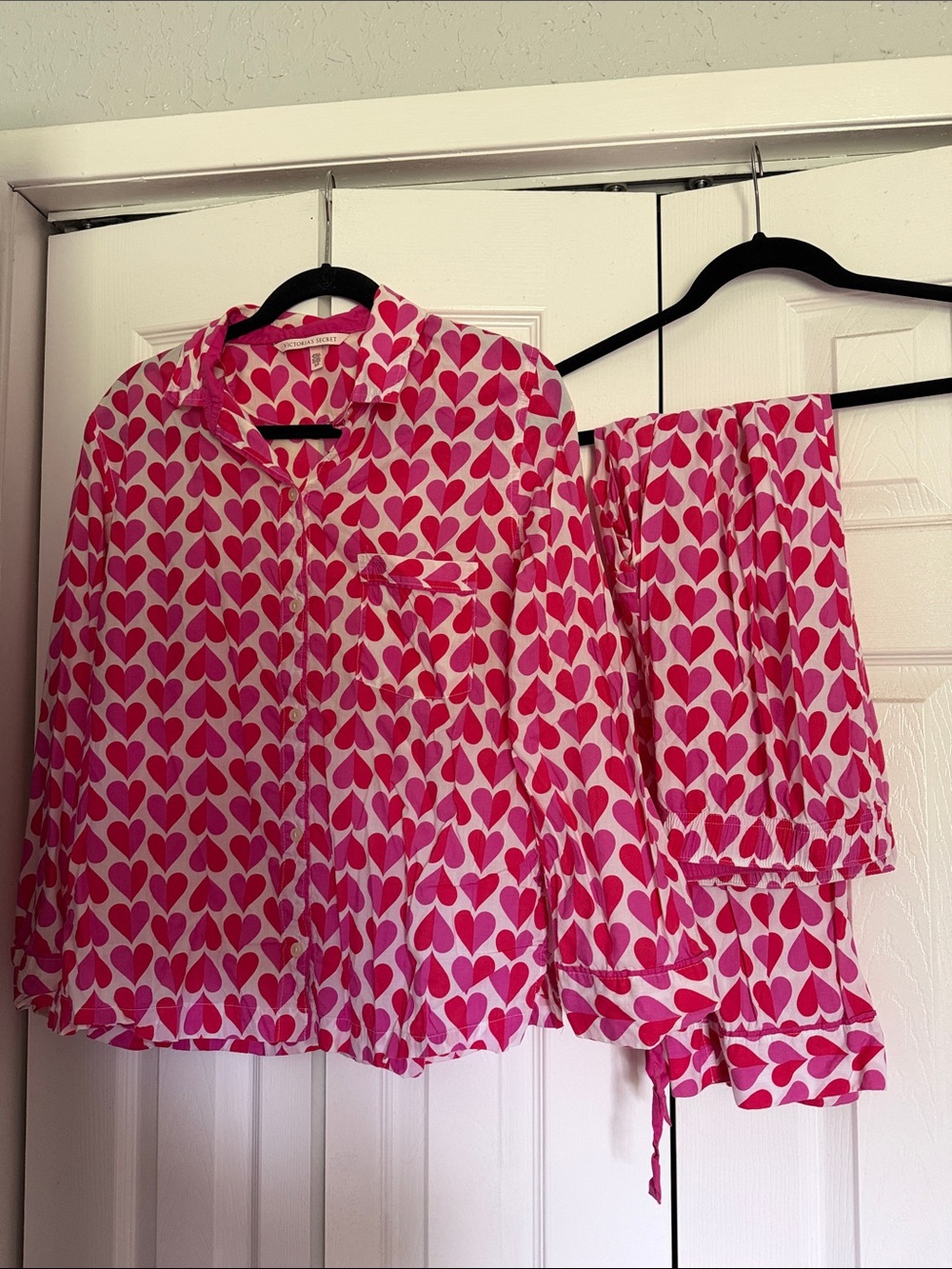 Women’s Pink Heart-Print Pajama Set - Brand: Victoria’s Secret